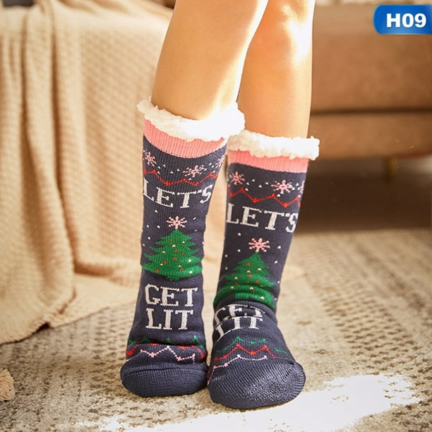 Christmas Women Winter Fluffy Fleece Lined Bed Socks Floor Socks Thick Trend